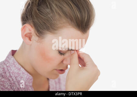 Primo piano della tesi donna Foto Stock