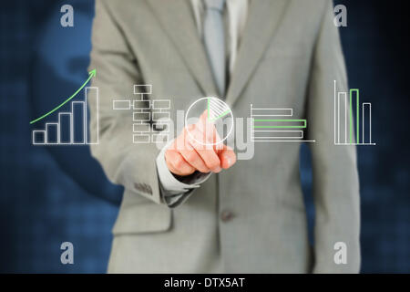 Dito Businessmans lavora con touchscreen Foto Stock