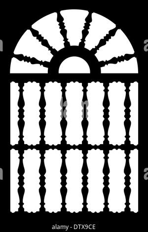 Forgiato nero porta con reticolo decorativi Foto Stock