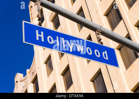 Il blue Hollywood Blvd. Cartello stradale Foto Stock