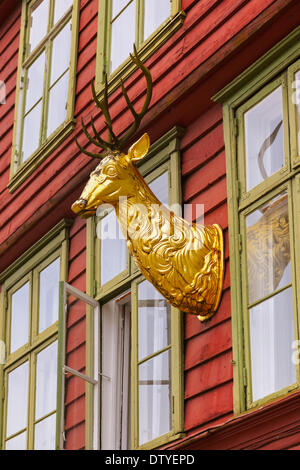 Famoso Bryggen street a Bergen - Norvegia Foto Stock