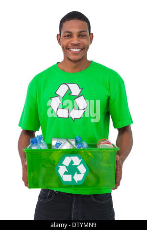 L'uomo della scatola di contenimento di recyclables Foto Stock