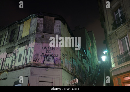 Passi, Montmartre, Parigi di notte, Francia Foto Stock