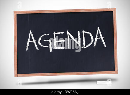 Agenda scritta sulla lavagna Foto Stock