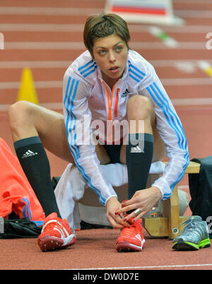 Praga, Repubblica Ceca. 25 feb 2014. Atleta Blanka Vlasic della Croazia è visto durante il internazionali di atletica leggera contest Praha Indoor 2014, Repubblica ceca, 25 febbraio 2014. (CTK foto/Michal Dolezal) Foto Stock