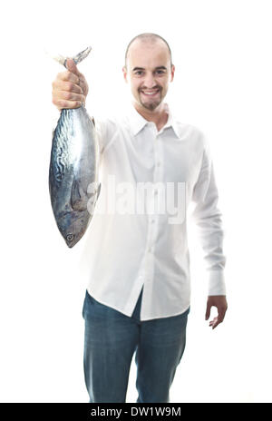 Uomo felice con il pesce