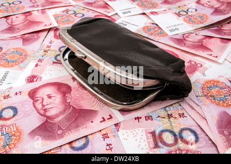 Valuta cinese con portamonete vintage Foto Stock