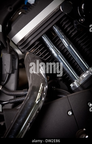 Close-up shot con il motore di una motocicletta. Foto Stock