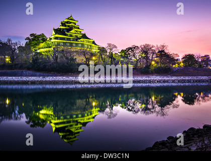 Okayama, Giappone ad Okayama castello sul fiume Asahi. Foto Stock