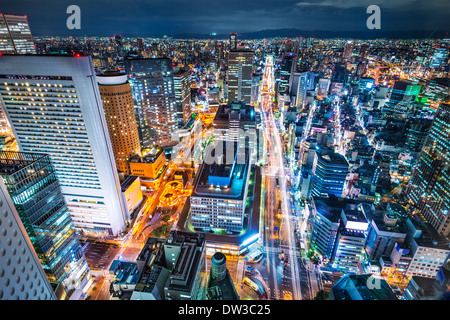 Osaka in Giappone cityscape antenna Foto Stock