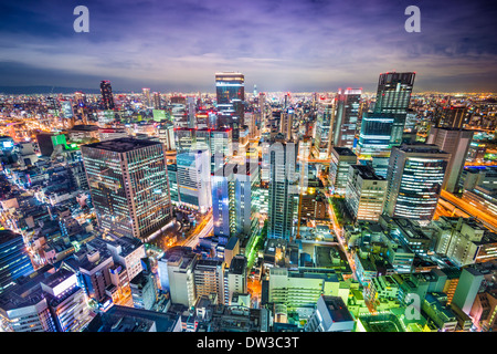 Osaka in Giappone cityscape antenna Foto Stock