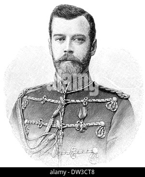 Nicholas II, o Nikolay Alexandrovich Romanov, 1868 - 1918, dinastia Romanov, l'ultimo imperatore e Zar di Russia Foto Stock