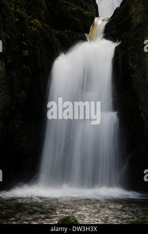 Forza Catrigg cascata sul Stainforth Beck nel Yorkshire Dales National Park. Novembre. Foto Stock