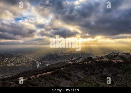 Bellissima alba vista da Mount Soledad. La Jolla, California, Stati Uniti d'America. Foto Stock