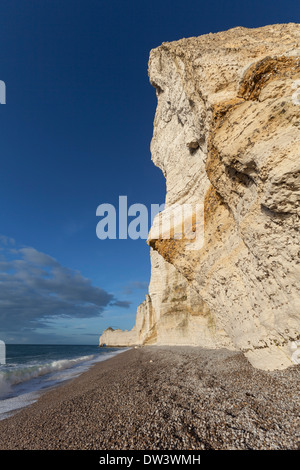 Porte d'Amont. Arche naturale nel Étretat falaises, scogliere, nel dipartimento Seine-Maritime, Alta Normandia, Francia. Foto Stock