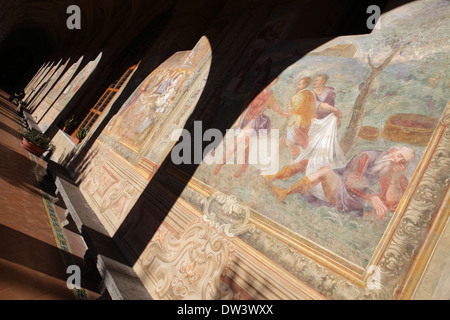 Decorazioni a Santa Chiara il chiostro in Napoli, Italia Foto Stock