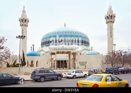 Il re Abdullah mi moschea, street view, in Amman, Giordania Foto Stock