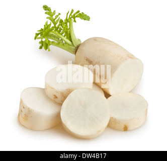 Daikon isolato su bianco Foto Stock