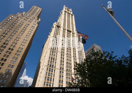 Stati Uniti. New York. Woolworth Building, costruito nel 1913 da Cass Gilbert. Woolworth Building. 233 Broadway. Questo neo-gotica Foto Stock