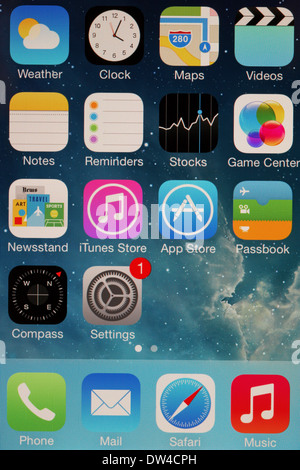 Icone applicazioni su iPhone 5s Iphone5s Foto Stock
