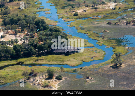 Vedute aeree da Camp Savute Elephant Camp da Orient Express in Botswna in Chobe National Park e Camp Camp Eagle Island Camp Foto Stock