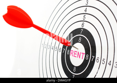 Testo di affitto su target Foto Stock