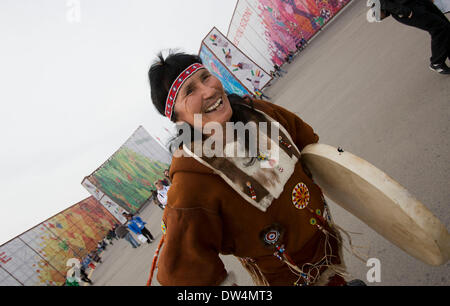 Sochi, Russia. Il 22 febbraio, 2014. Artisti di godere dell'atmosfera al Parco Olimpico durante la Sochi 2014 Olimpiadi invernali a Sochi, Russia. © Paul Kitagaki Jr./ZUMAPRESS.com/Alamy Live News Foto Stock