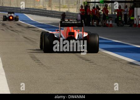 Max Chilton (GBR), Marussia F1 Team - F1 test in Bahrain il 27 febbraio 2014. Foto Stock