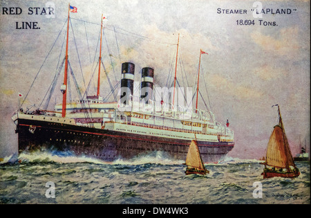 Disegno storico della SS Lapponia, nave passeggeri costruita da Harland & Wolff per la Red Star Line e lanciato a giugno 27, 1908 Foto Stock
