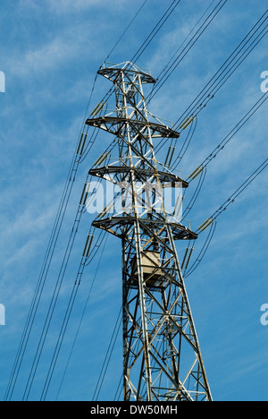 Tensione alta di alimentazione delle linee di trasmissione, Docklands, Melbourne, Australia Foto Stock