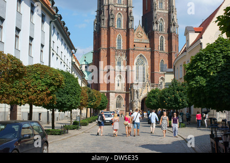 Katedralna street Ostrow Tumski Wroclaw Foto Stock