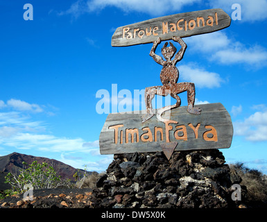 Parco Nazionale di Timanfaya, Lanzarote, Isole Canarie, segno Diablo Foto Stock