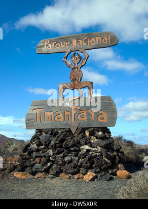 Parco Nazionale di Timanfaya, Lanzarote, Isole Canarie, segno Diablo Foto Stock