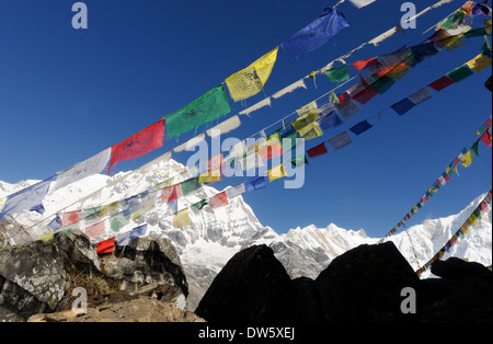 Il fronte sud dell'Annapurna visto dal Santuario di Annapurna. Annapurna è uno del mondo quattordici vette oltre i 8000m Foto Stock