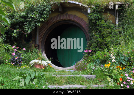 The Hobbit set cinematografico ,Hobbit foro,Hobbiton, Broadway, Matamata, nei pressi di Cambridge, regione di Waikato, Isola del nord, Nuova Zelanda Foto Stock