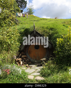 Hobbit foro,Hobbiton, Broadway, Matamata, nei pressi di Cambridge, regione di Waikato, Isola del nord, Nuova Zelanda Foto Stock