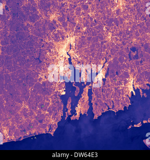 " Isola di calore' effetto di Providence Rhode Island acquisiti dall'Enhanced Thematic Mapper su NASA il satellite Landsat 7 satellite. Foto Stock