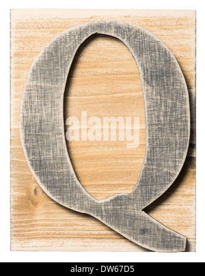 Alfabeto di legno lettera blocco isolato su bianco Foto Stock