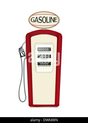 Illustrazione di un vintage pompa carburante su sfondo bianco Foto Stock