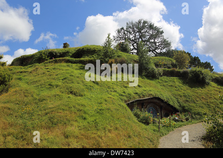 The Hobbit set cinematografico ,Hobbit foro,Hobbiton, Broadway, Matamata, nei pressi di Cambridge, regione di Waikato, Isola del nord, Nuova Zelanda Foto Stock
