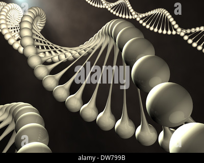 In modo simbolico una molecola di DNA umano modello, acido deossiribonucleico - ricerca genetica. 3D reso opere d'arte. Foto Stock