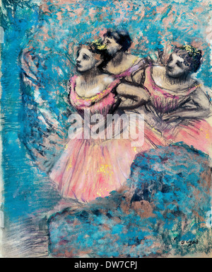 Edgar Degas, tre danzatori in Costume Rosso 1896 pastello su carta. Museo d'Arte Ohara, Kurashiki, Giappone. Foto Stock