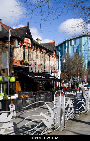 Café trimestre, Mill Lane, Cardiff, Galles. Foto Stock