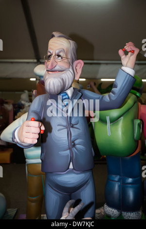 Ninot de fallas,caricatura del Presidente del Gobierno, Mariano Rajoy Foto Stock