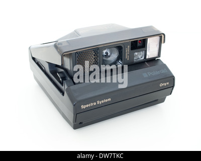 Una Polaroid Spectra Onyx fotocamera, con segni distintivi di semi-grigio traslucido corpo. Foto Stock