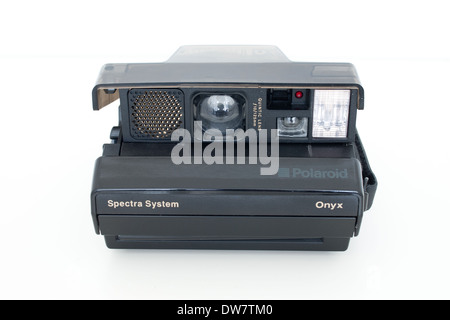 Una Polaroid Spectra Onyx fotocamera, con segni distintivi di semi-grigio traslucido corpo. Foto Stock