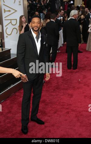 Hollywood, California, USA. 2 Marzo, 2014. Attore Will Smith assiste la 86Academy Awards aka Oscar in Dolby Theatre di Los Angeles, Stati Uniti d'America, il 02 marzo 2014. Credito: Hubert Boesl/dpa picture alliance/Alamy Live News Foto Stock