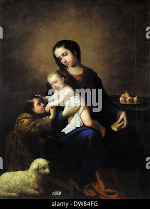 Francisco de Zurbarán - Madonna con Bambino e Neonato San Giovanni Battista Foto Stock