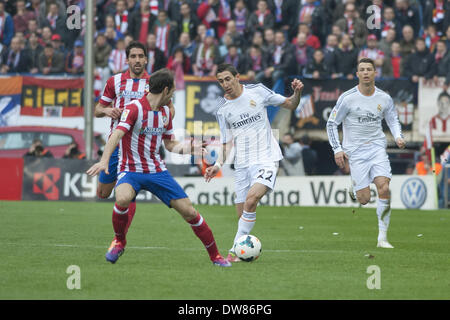 Madrid, Spagna. 2 Mar 2014. Di Maria il giocatore del Real Madrid durante una spagnola La Liga partita di calcio tra Atlético de Madrid e il Real Madrid nel Vicente Calderón Stadium in Spagna a Madrid, domenica 2 marzo, 2014 Credit: Oscar Gonzalez/NurPhoto/ZUMAPRESS.com/Alamy Live News Foto Stock