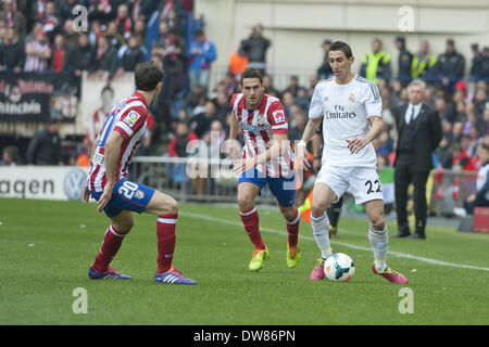 Madrid, Spagna. 2 Mar, 2014. giocatore di Atletico durante una spagnola La Liga partita di calcio tra Atlético de Madrid e il Real Madrid nel Vicente Calderón Stadium in Spagna a Madrid, domenica 2 marzo, 2014. Foto: Oscar Gonzalez/NurPhoto Credito: Oscar Gonzalez/NurPhoto/ZUMAPRESS.com/Alamy Live News Foto Stock